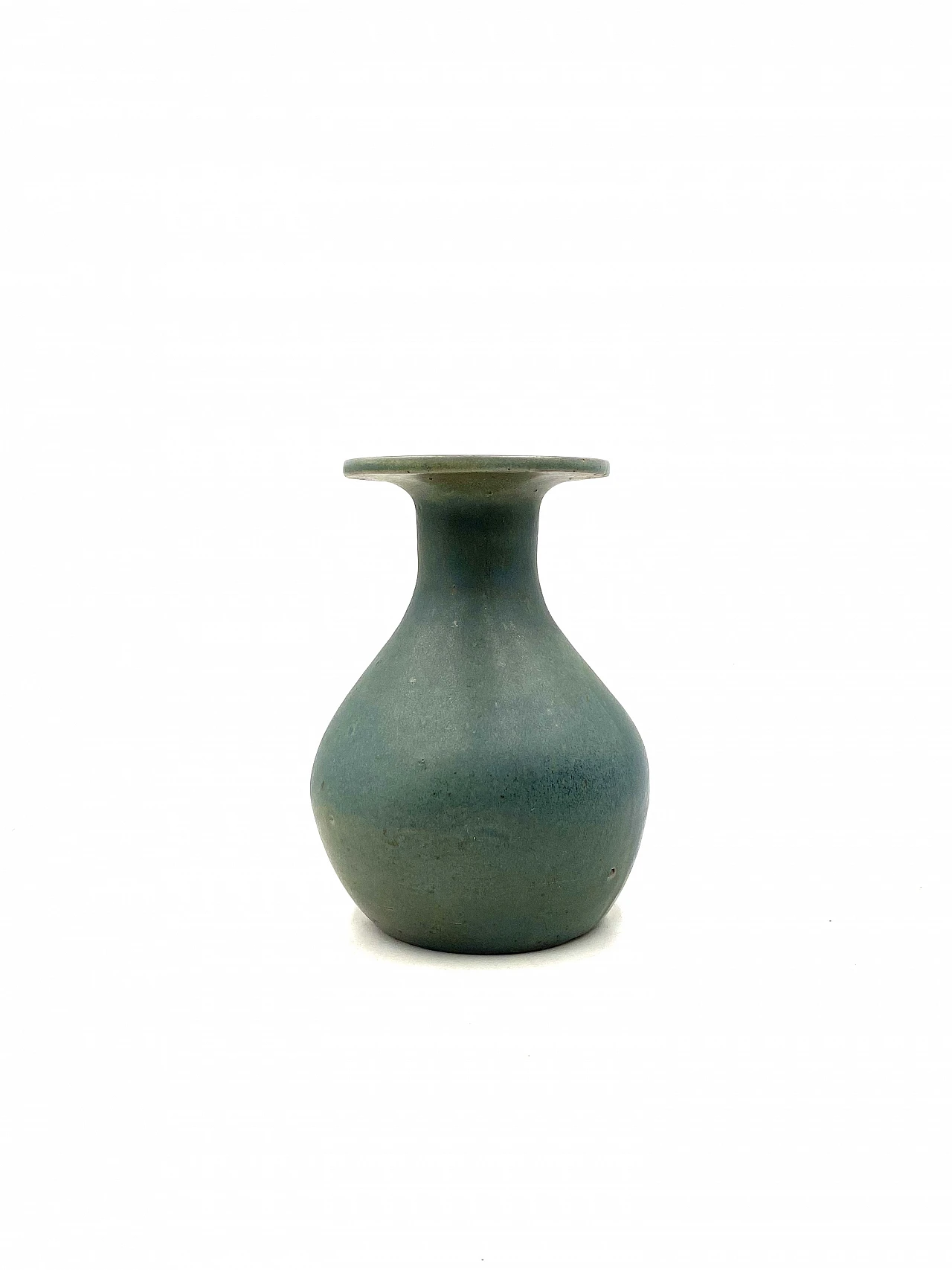 Vaso in ceramica azzurro, anni '60 12