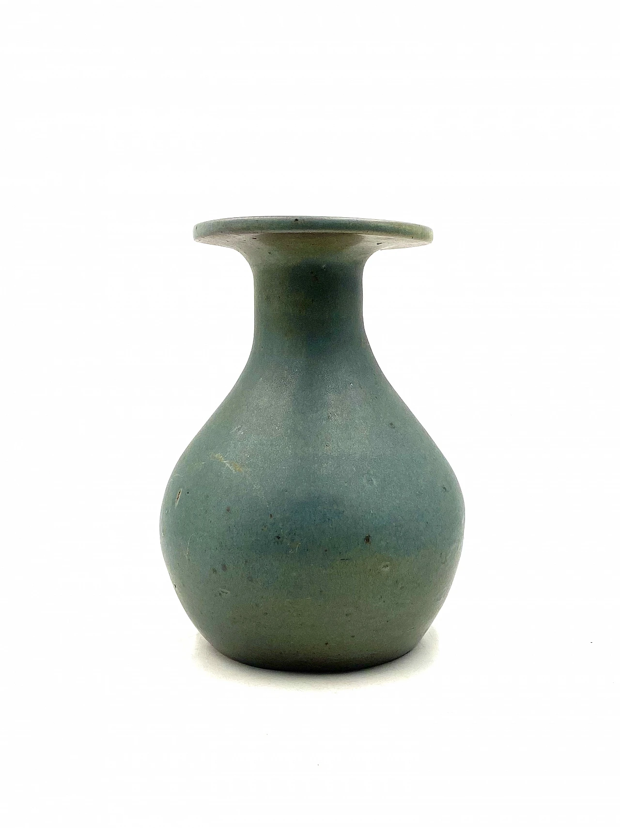 Vaso in ceramica azzurro, anni '60 13