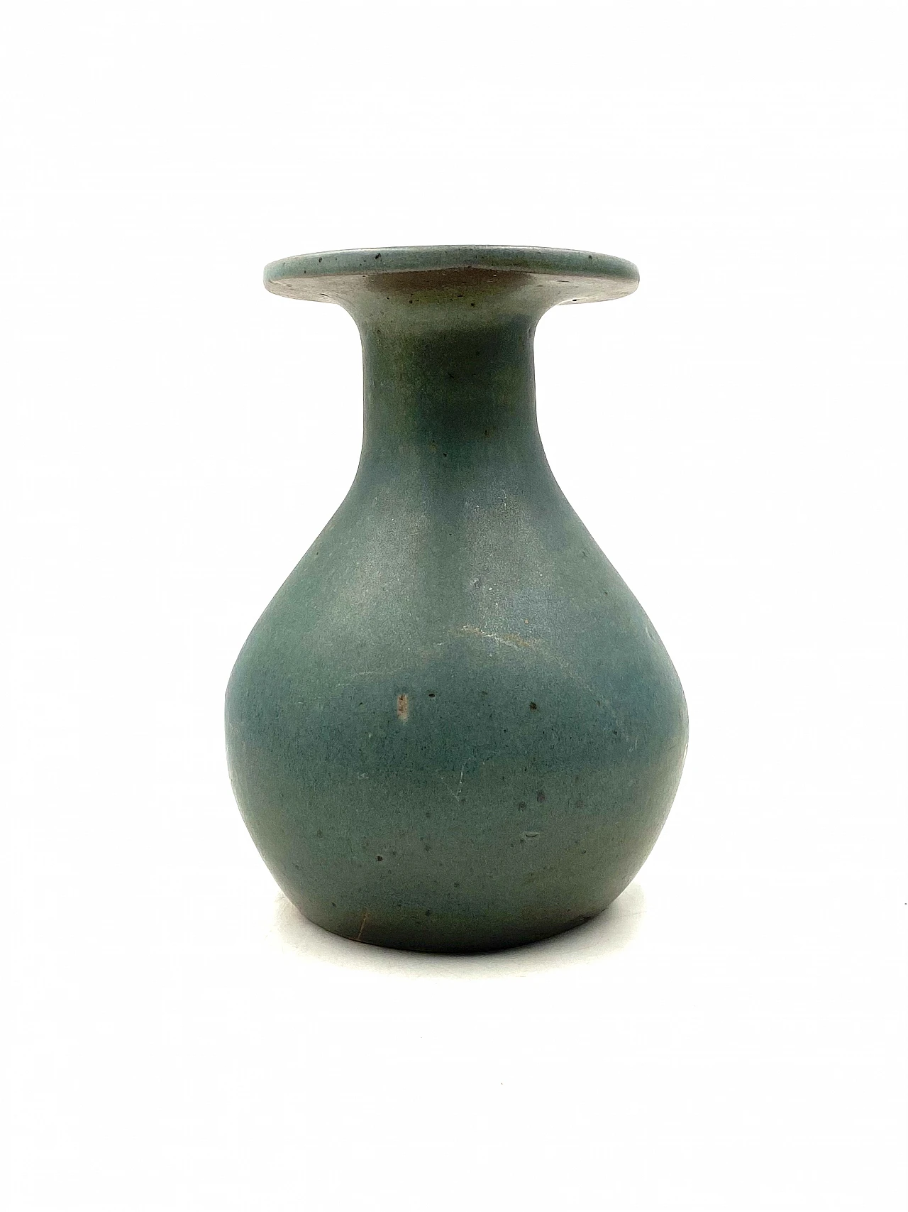 Vaso in ceramica azzurro, anni '60 14