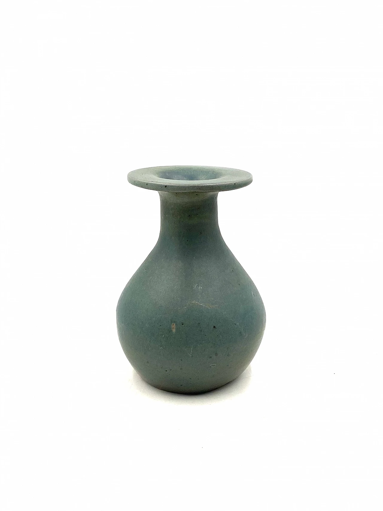 Vaso in ceramica azzurro, anni '60 15