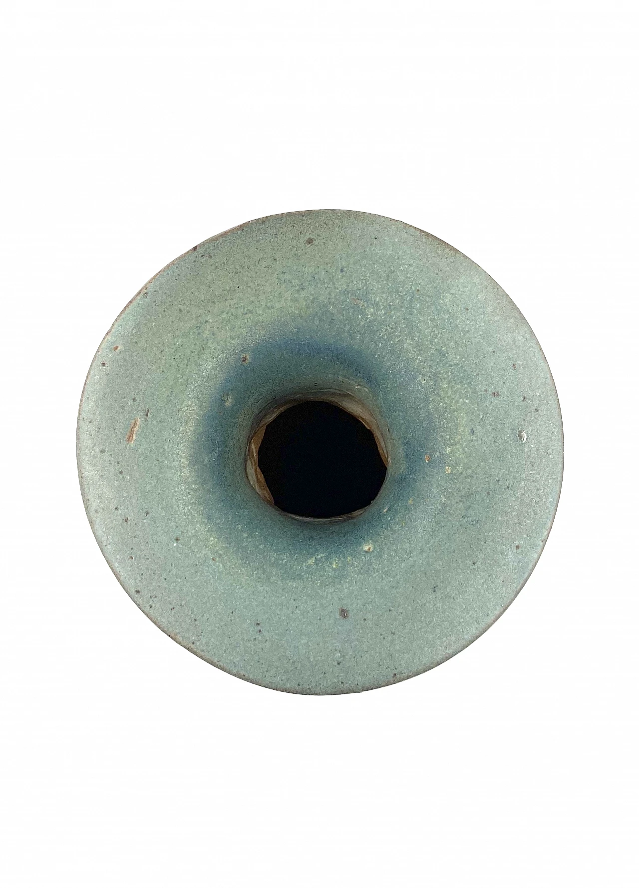 Vaso in ceramica azzurro, anni '60 16