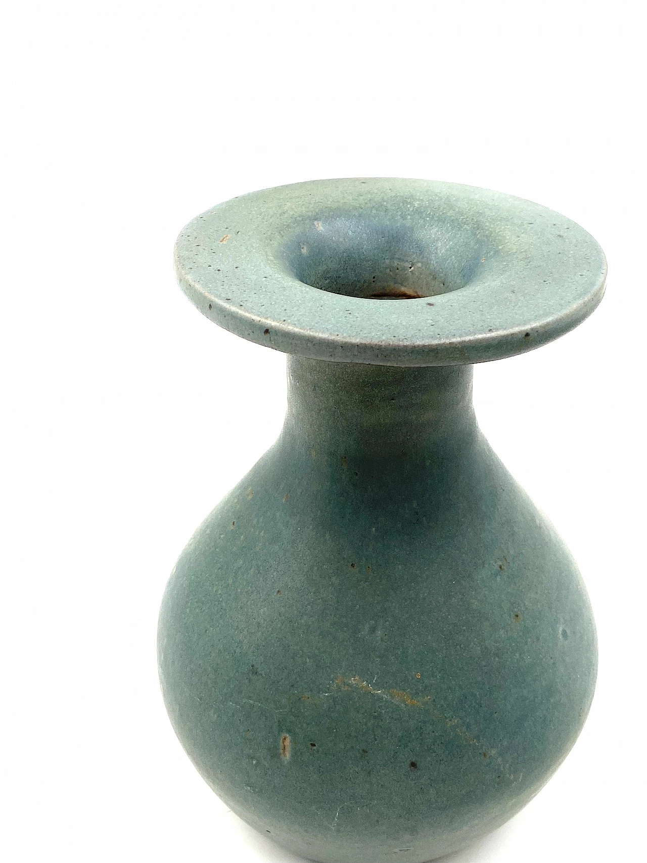 Vaso in ceramica azzurro, anni '60 17