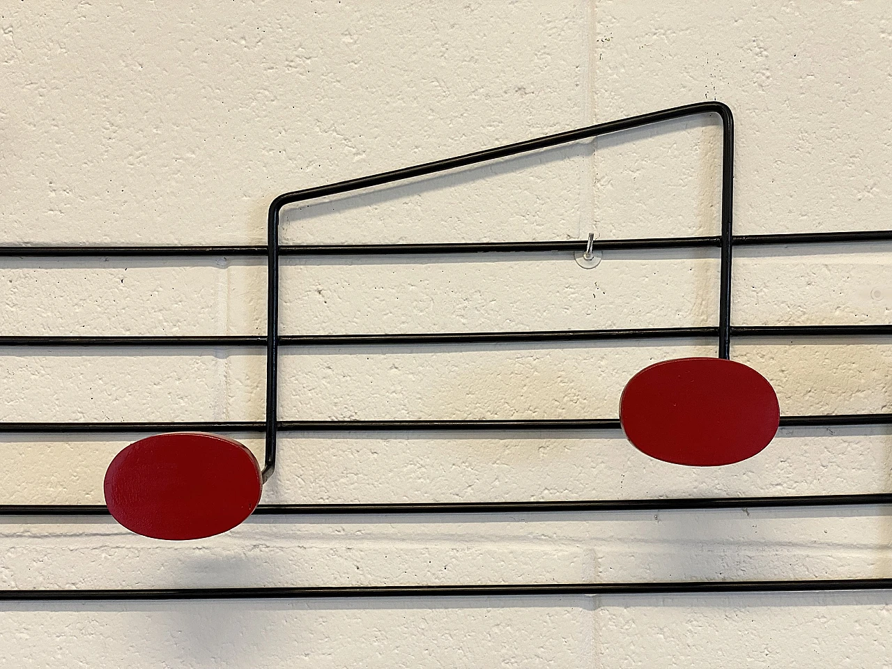 Wood & iron coat hanger in the shape of a musical score, 1970s 2