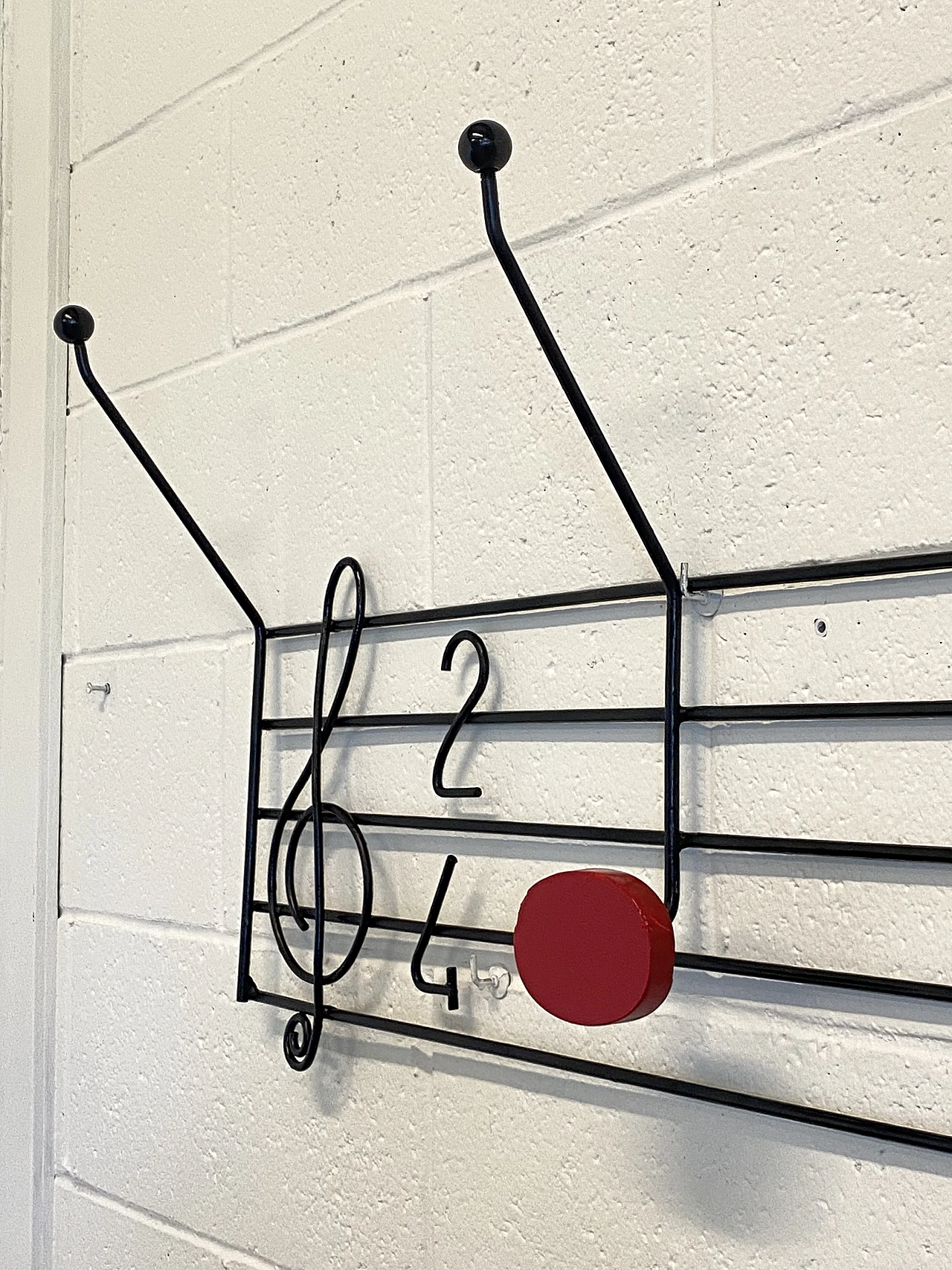 Wood & iron coat hanger in the shape of a musical score, 1970s 6