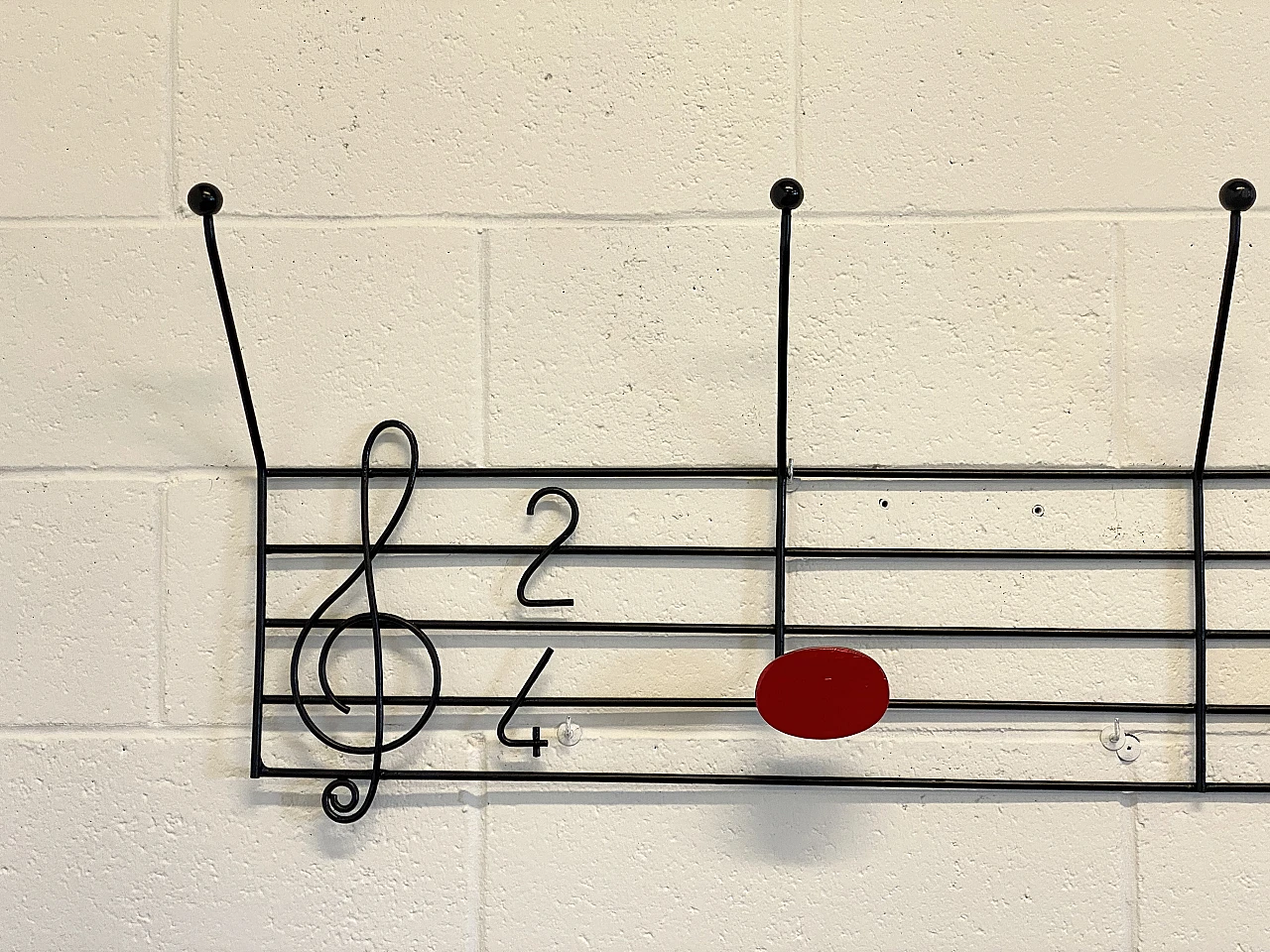 Wood & iron coat hanger in the shape of a musical score, 1970s 12