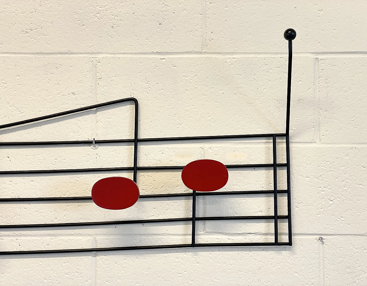 Wood & iron coat hanger in the shape of a musical score, 1970s 13