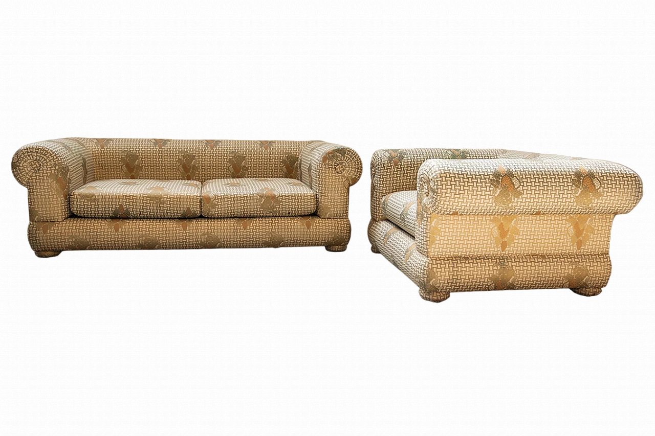 Three-seater sofa and silk armchair by Tommaso Barbi, 1970s 25
