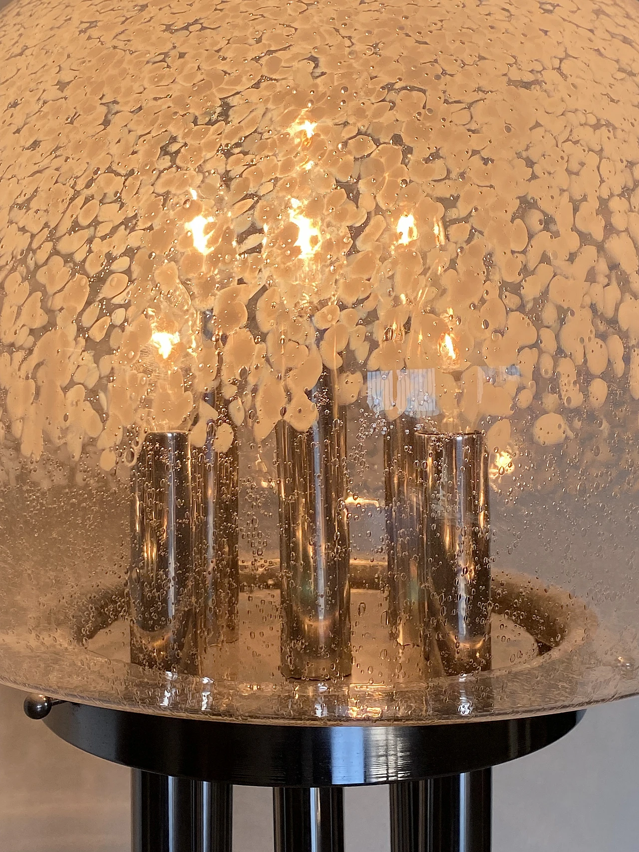 Lampada da terra in vetro e acciaio cromato in stile Nason, anni '70 14