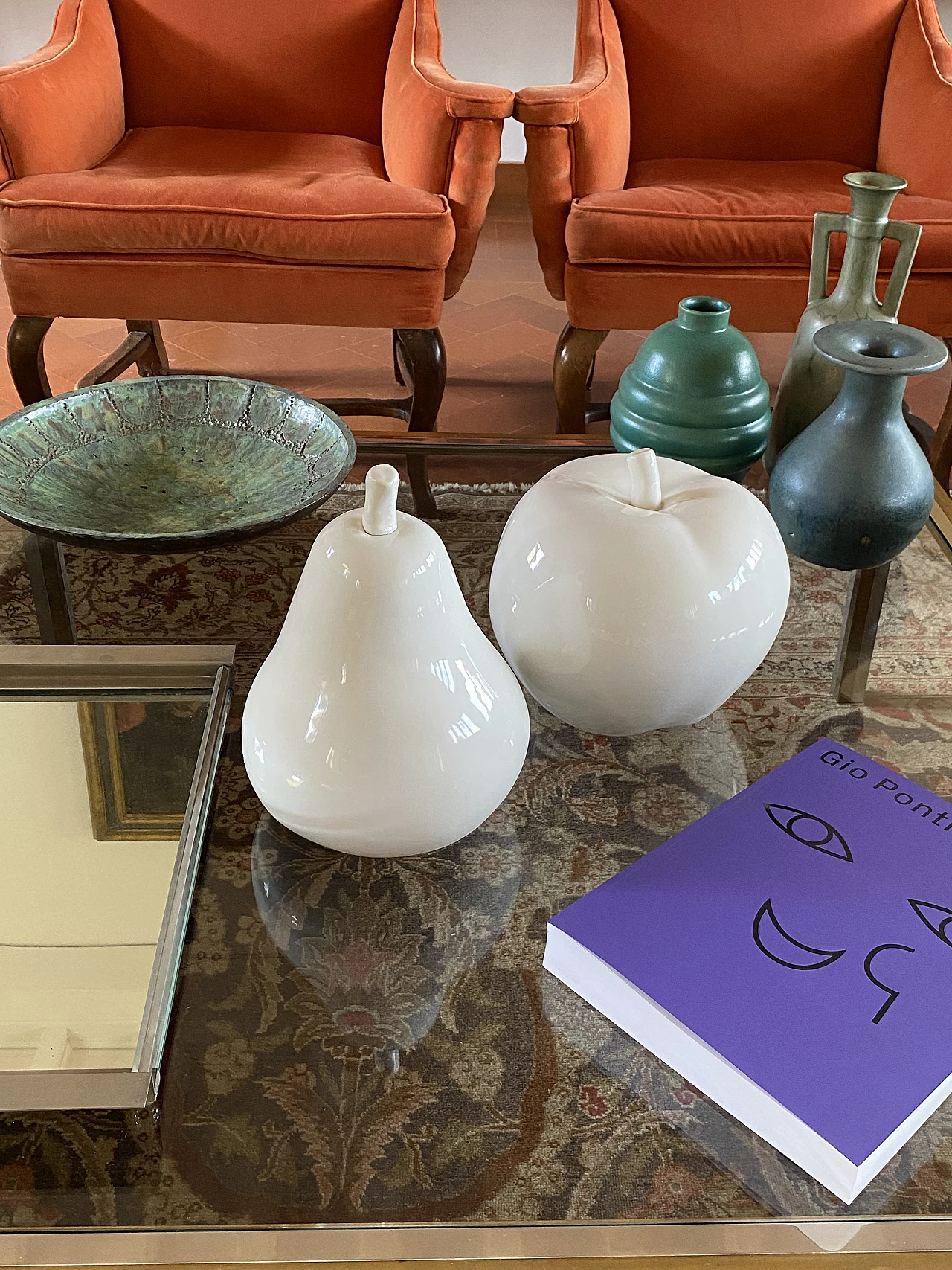 Sculture mela & pera in ceramica bianca, anni '80 6