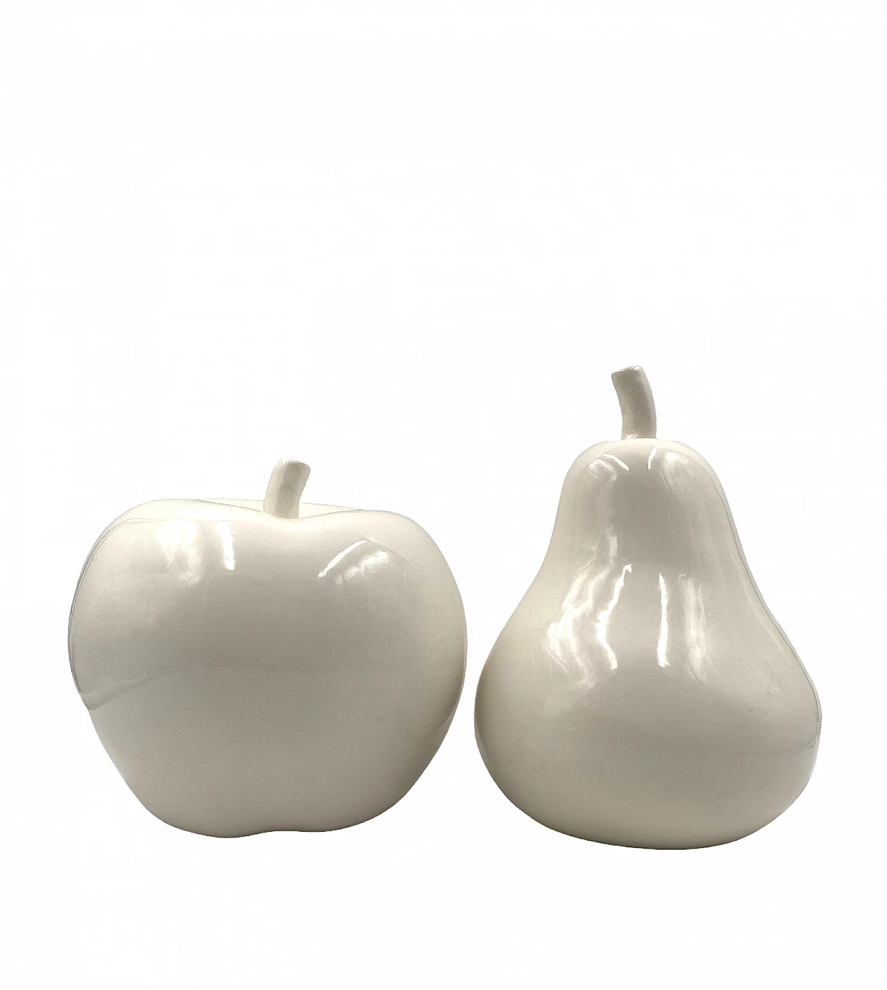 White ceramic apple & pear sculptures, 1980s 8