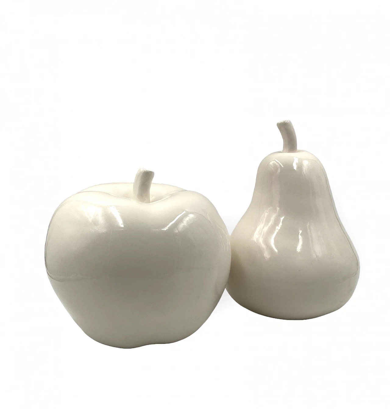 White ceramic apple & pear sculptures, 1980s 12