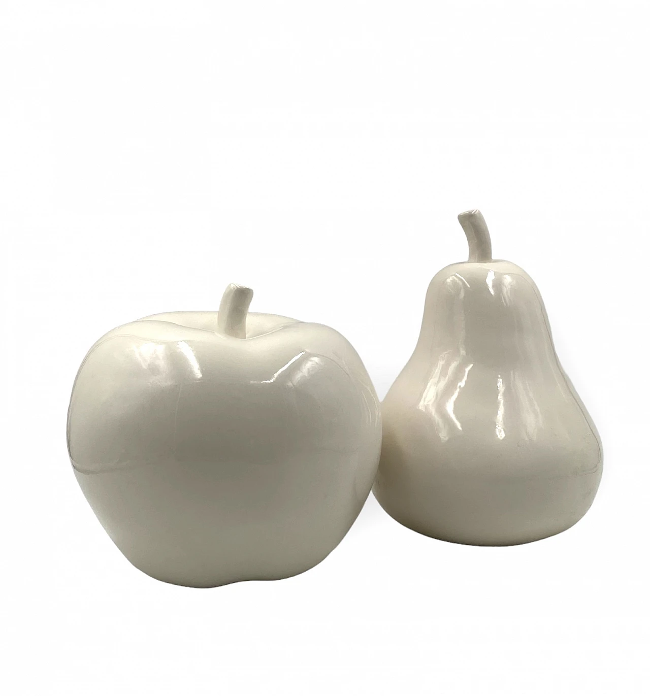 White ceramic apple & pear sculptures, 1980s 13