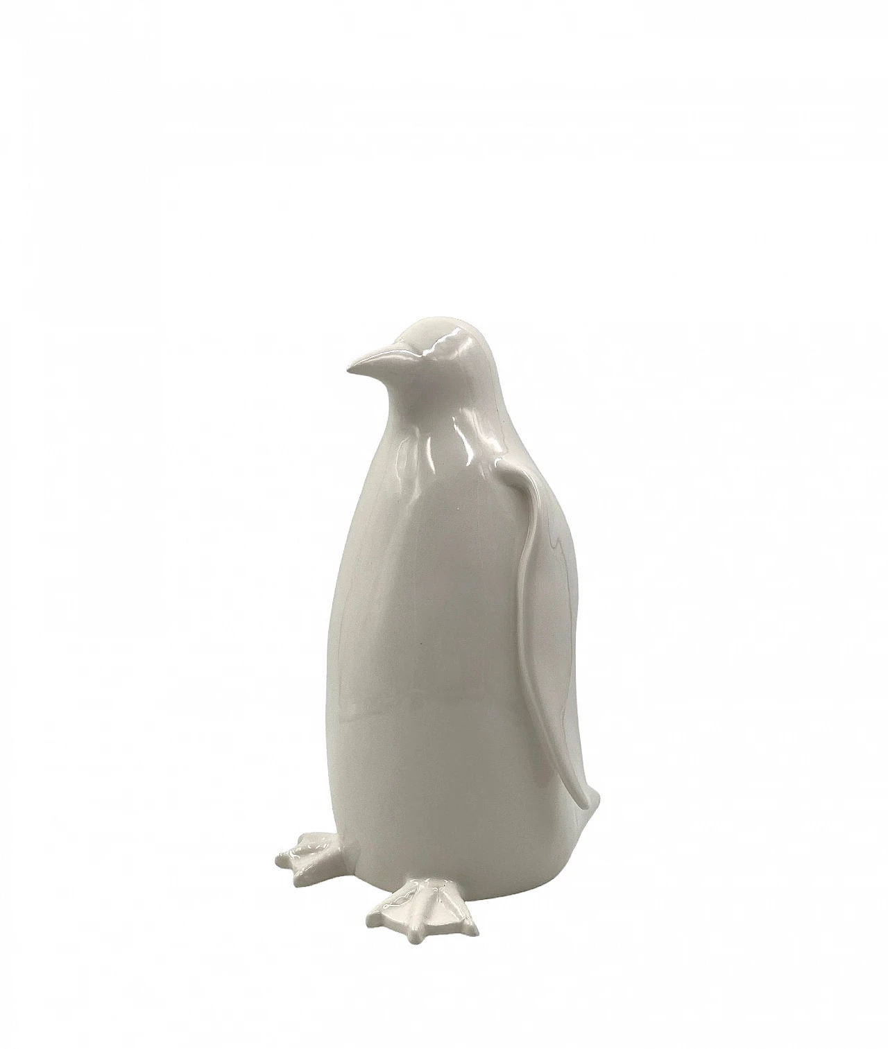 Scultura di pinguino in ceramica bianca, anni '80 11