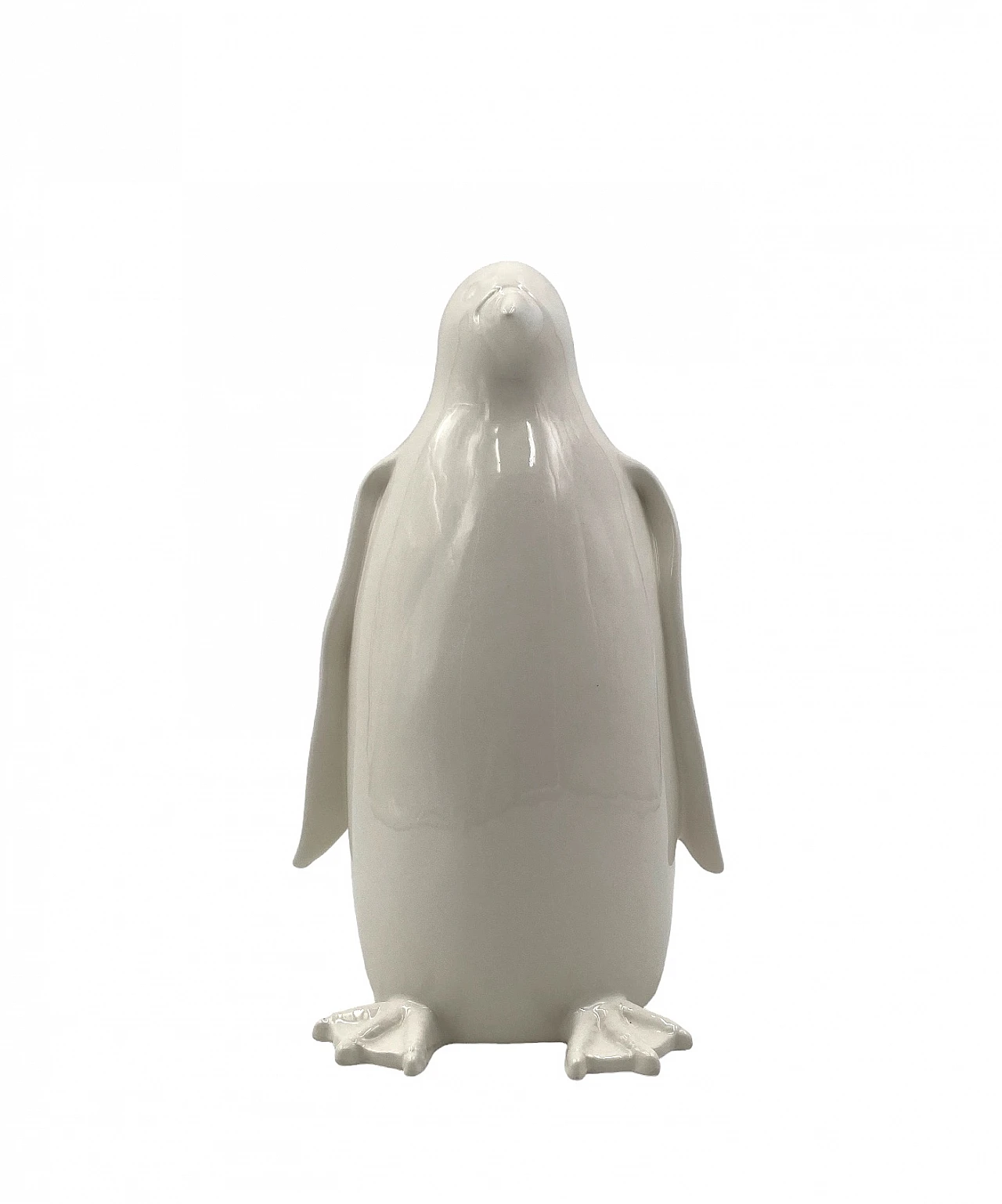 Scultura di pinguino in ceramica bianca, anni '80 12