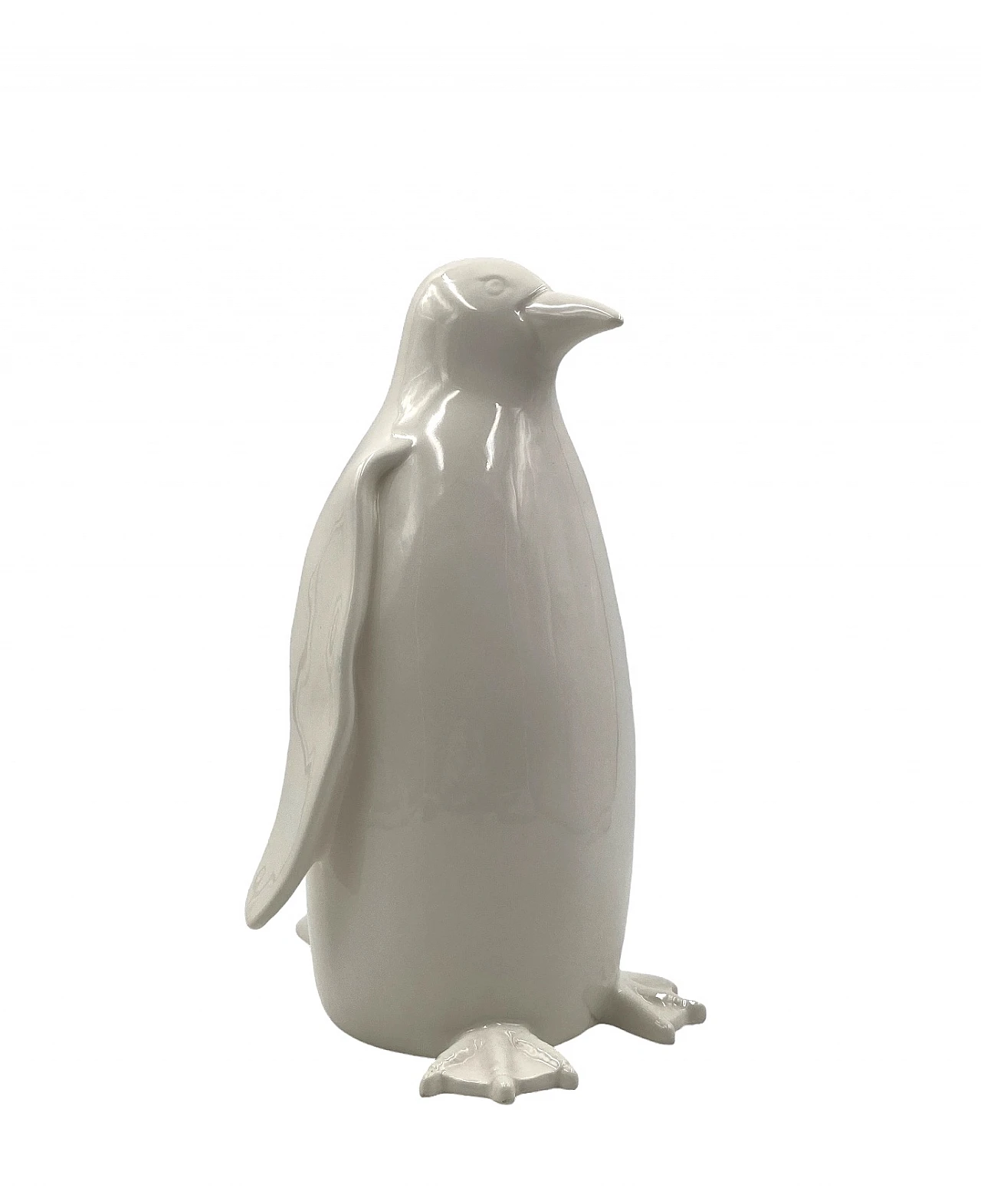 Scultura di pinguino in ceramica bianca, anni '80 13
