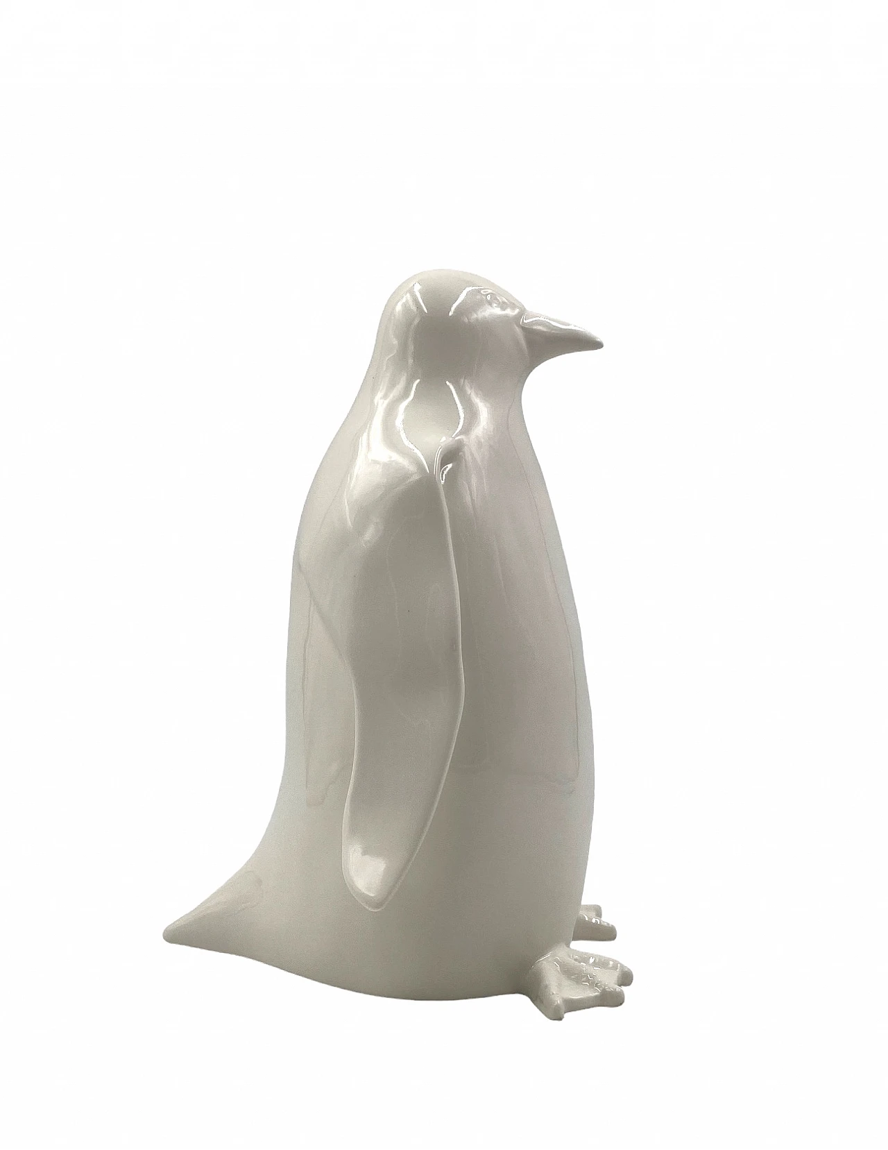 Scultura di pinguino in ceramica bianca, anni '80 14