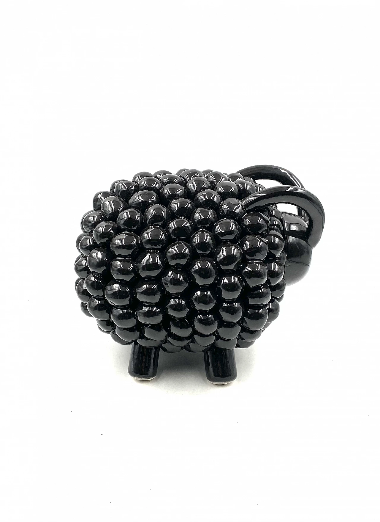 Scultura di ariete in ceramica nera, anni '80 6