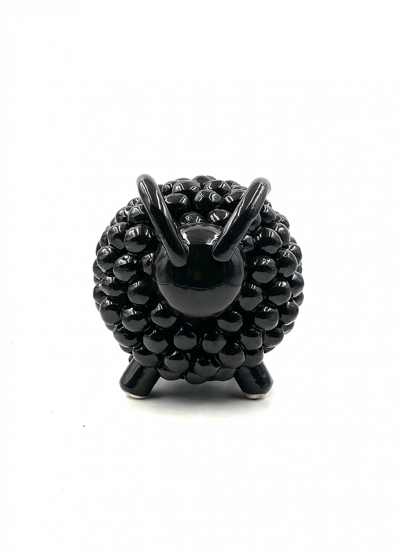 Scultura di ariete in ceramica nera, anni '80 9