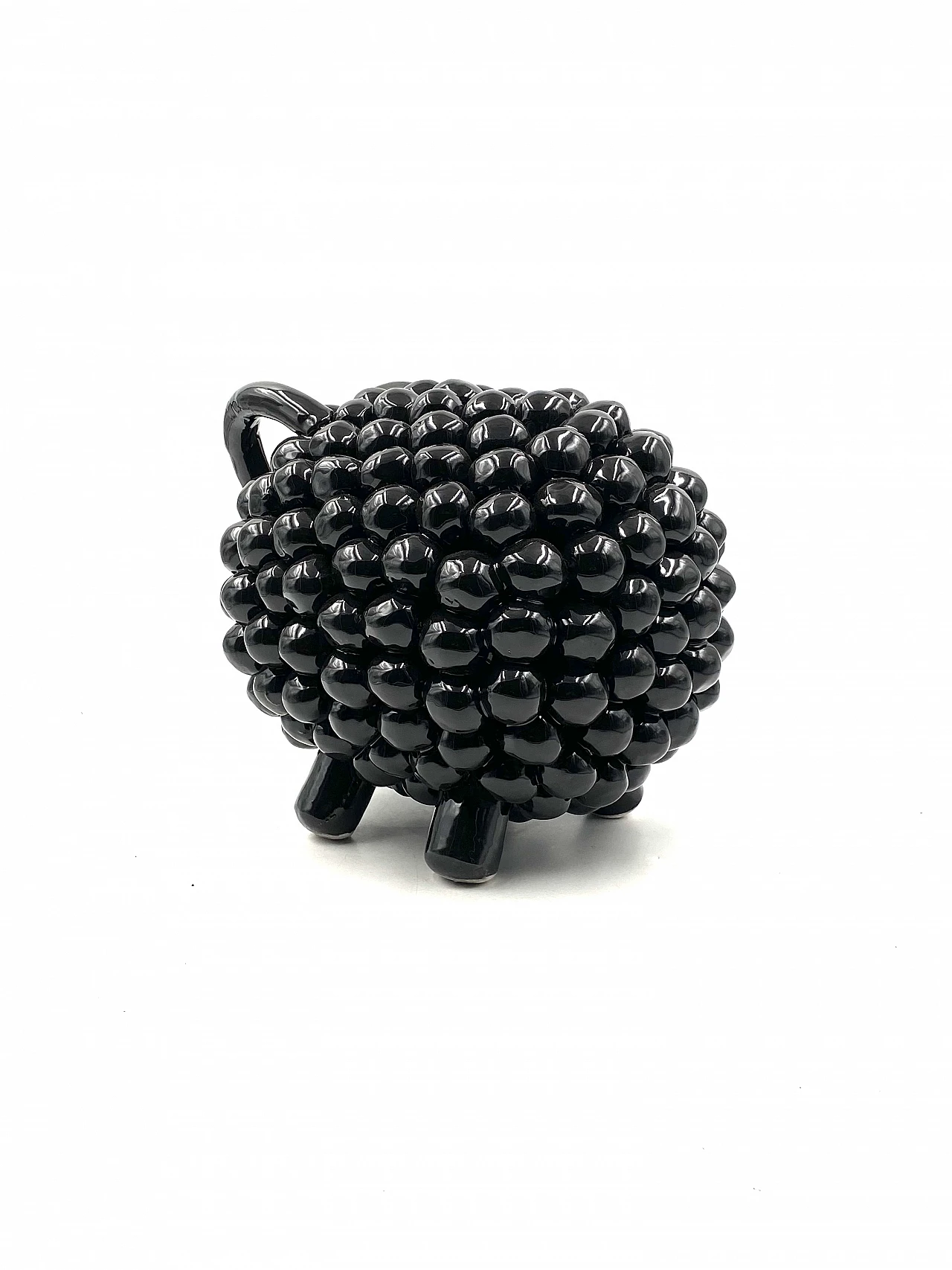 Scultura di ariete in ceramica nera, anni '80 11