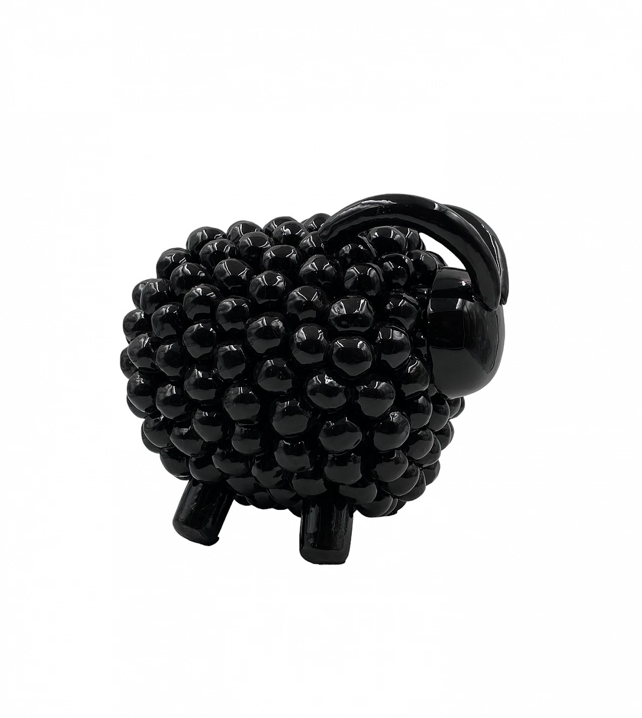 Scultura di ariete in ceramica nera, anni '80 14