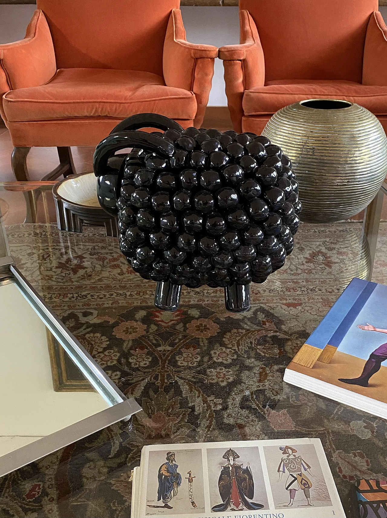 Scultura di ariete in ceramica nera, anni '80 20