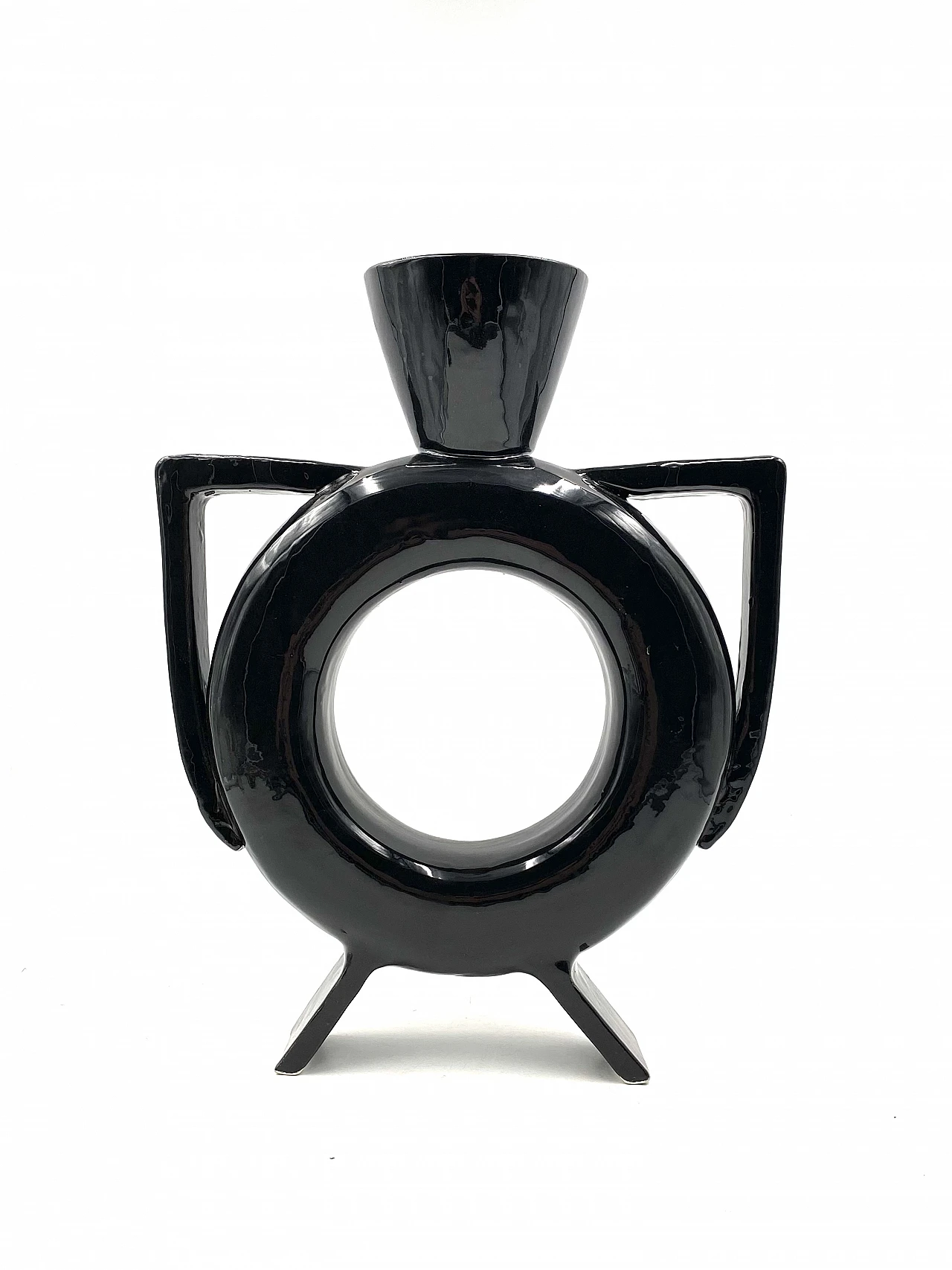 Black ceramic vase, 1980s 9
