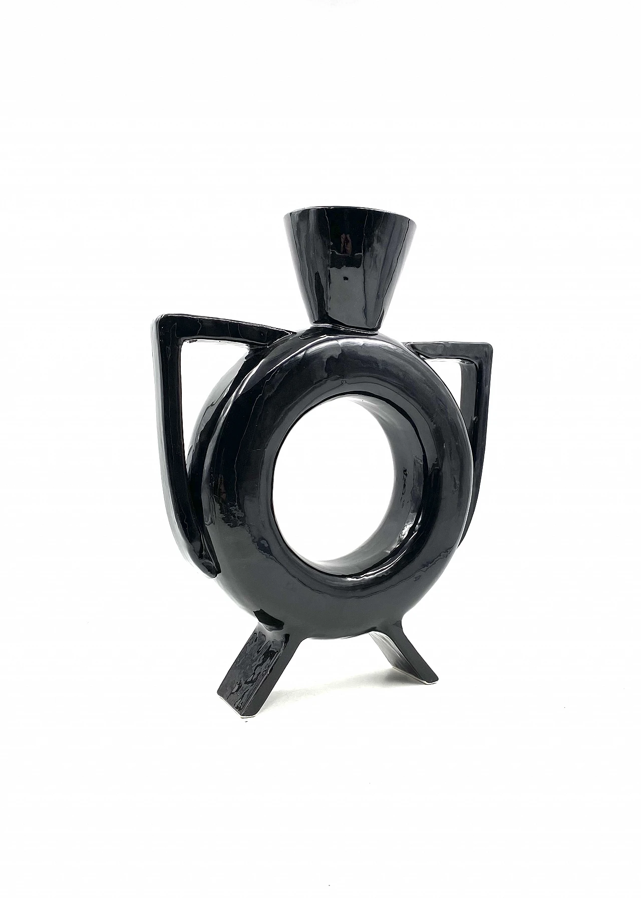 Black ceramic vase, 1980s 10