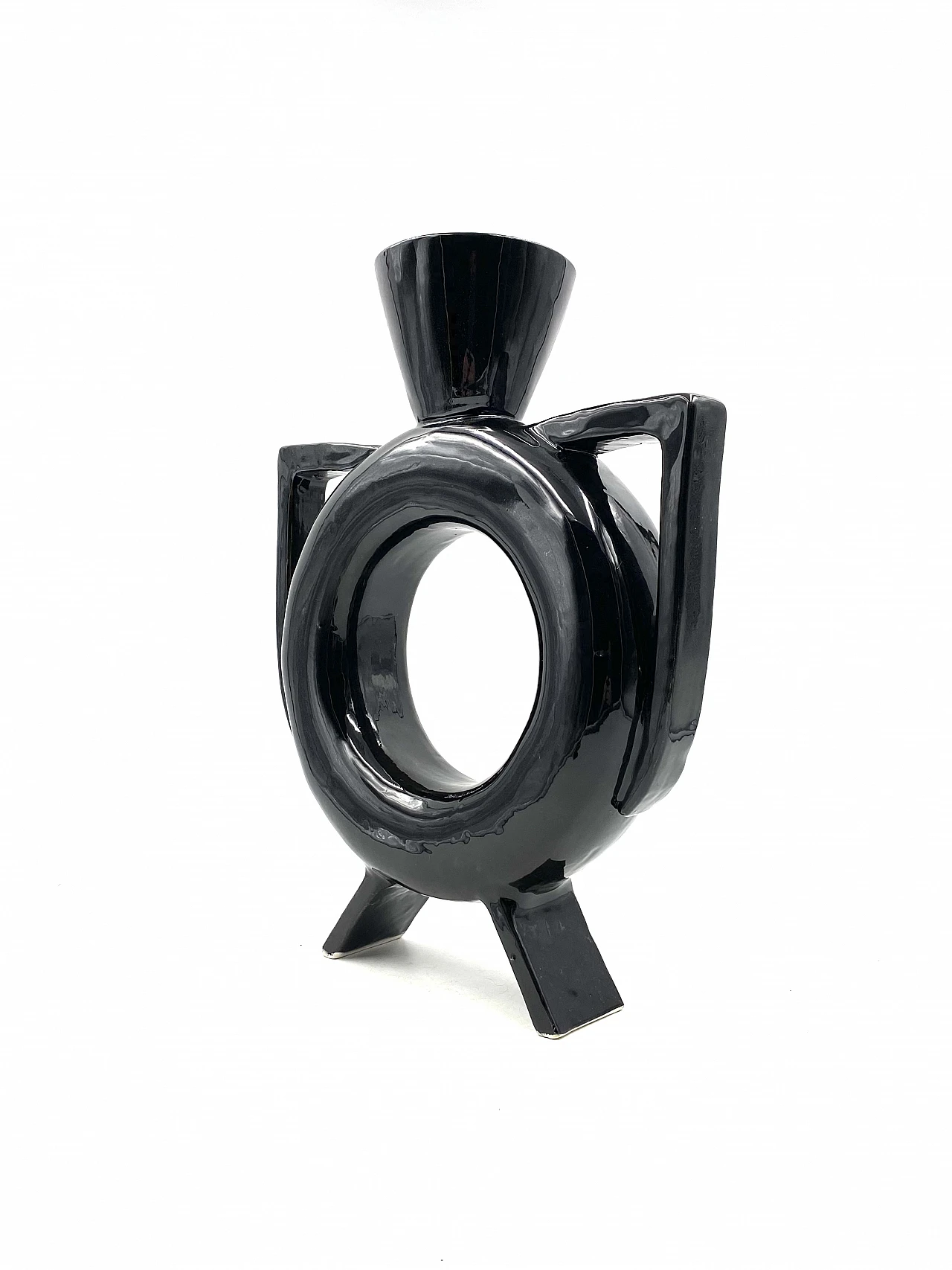 Vaso in ceramica nera, anni '80 12