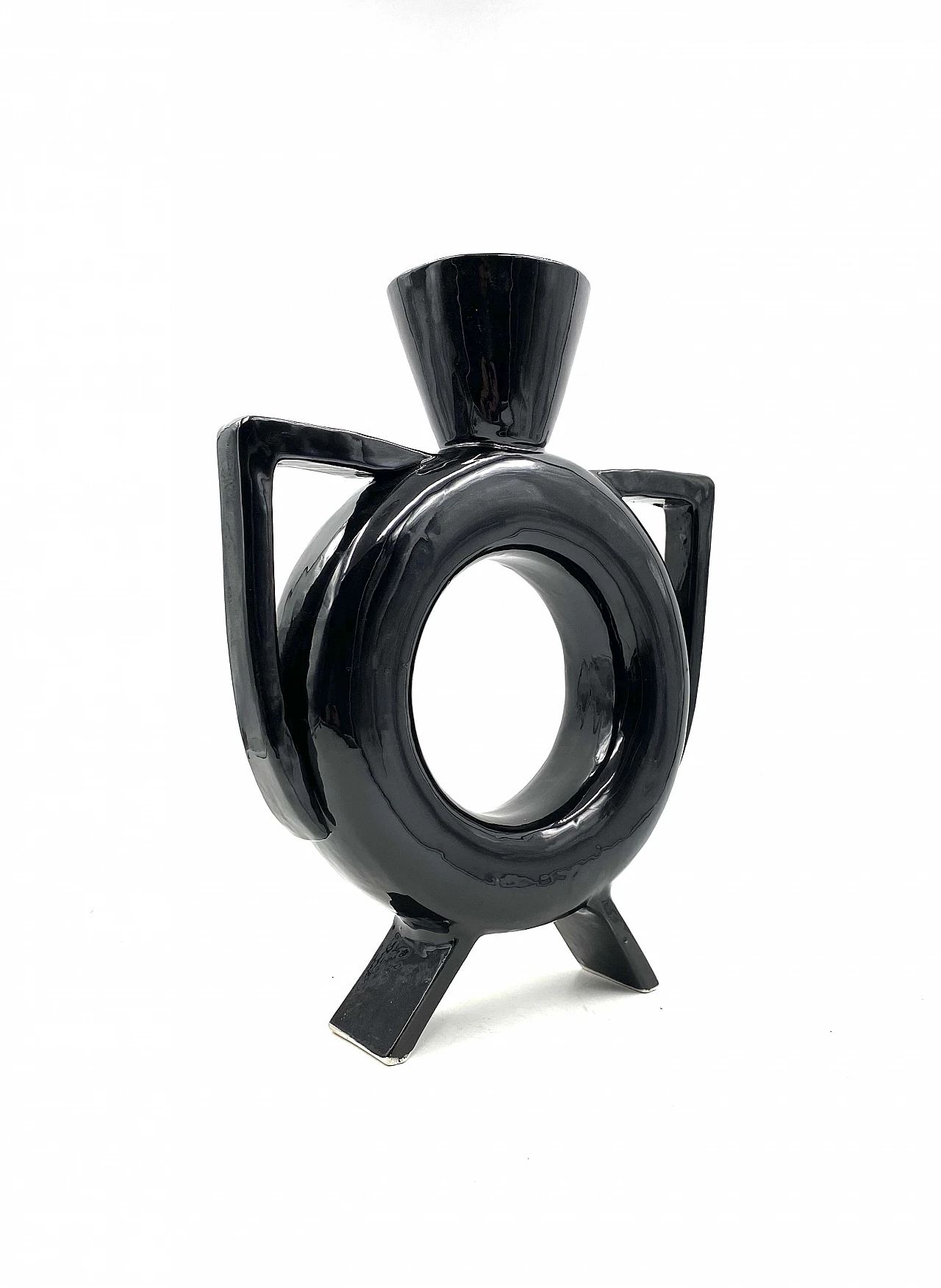 Vaso in ceramica nera, anni '80 14