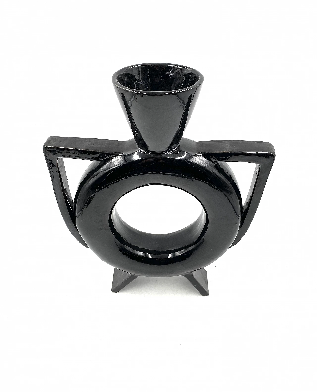 Black ceramic vase, 1980s 15