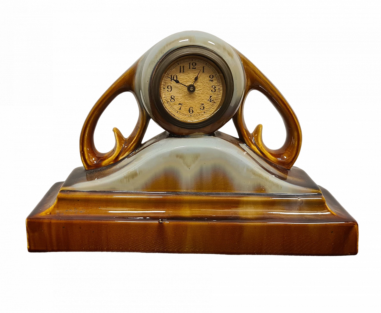 Glazed ceramic table clock, 1940s 9