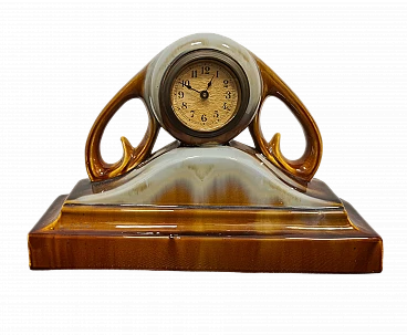Glazed ceramic table clock, 1940s