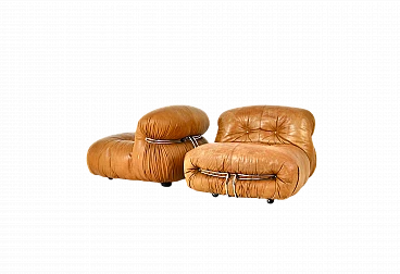 Pair of Soriana lounge chairs by A. & T. Scarpa for Cassina, 1970s