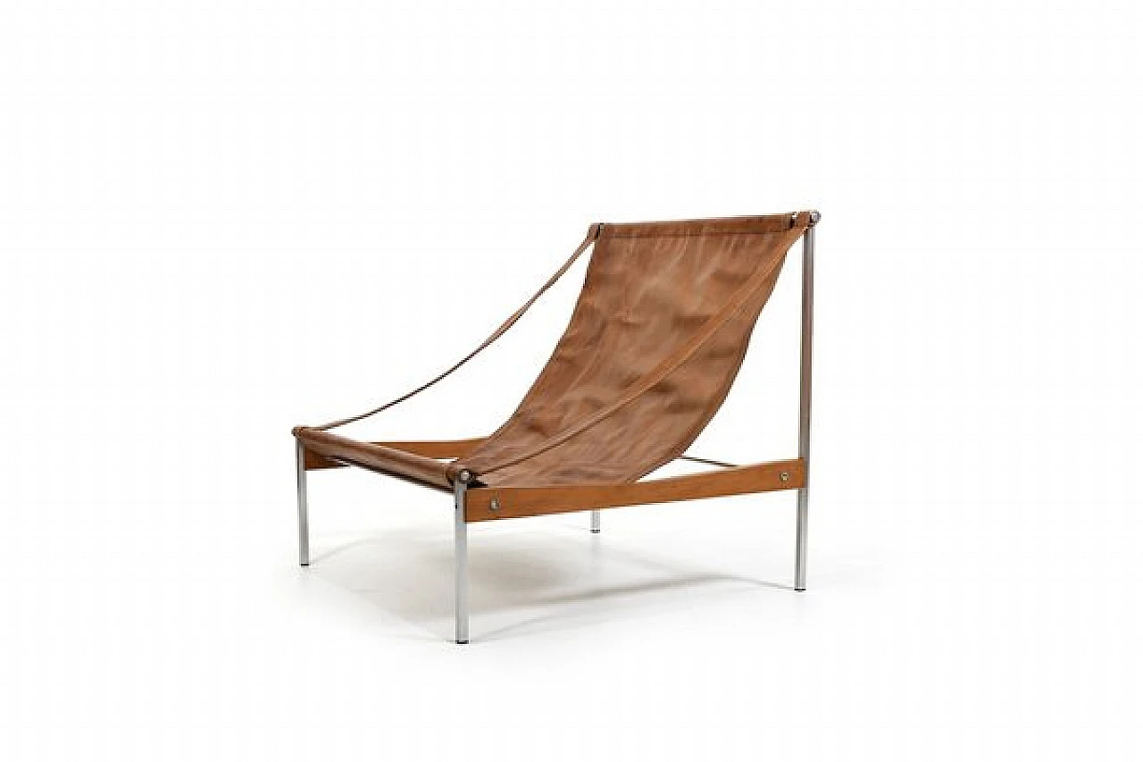 Bequem leather and steel armchair by Stig Poulsson, 1960s 1