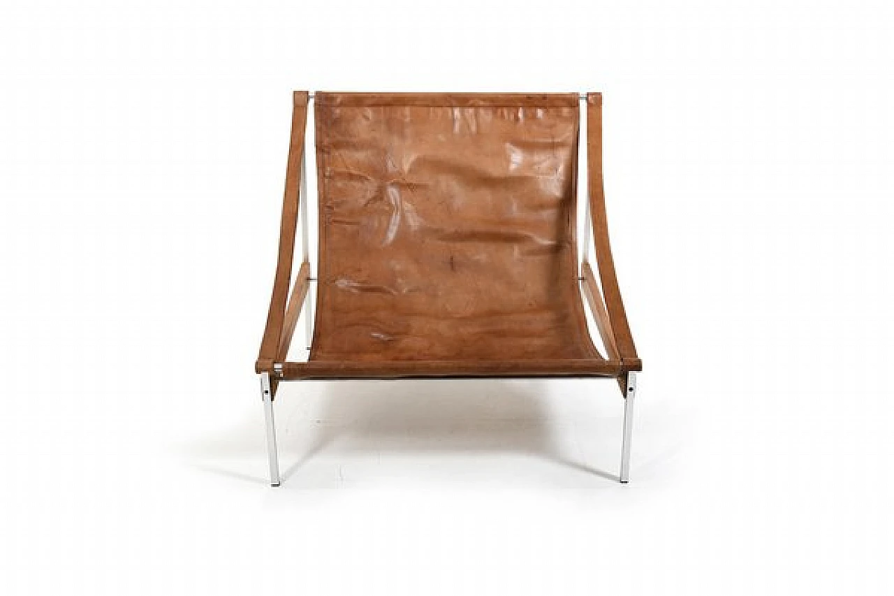 Bequem leather and steel armchair by Stig Poulsson, 1960s 2