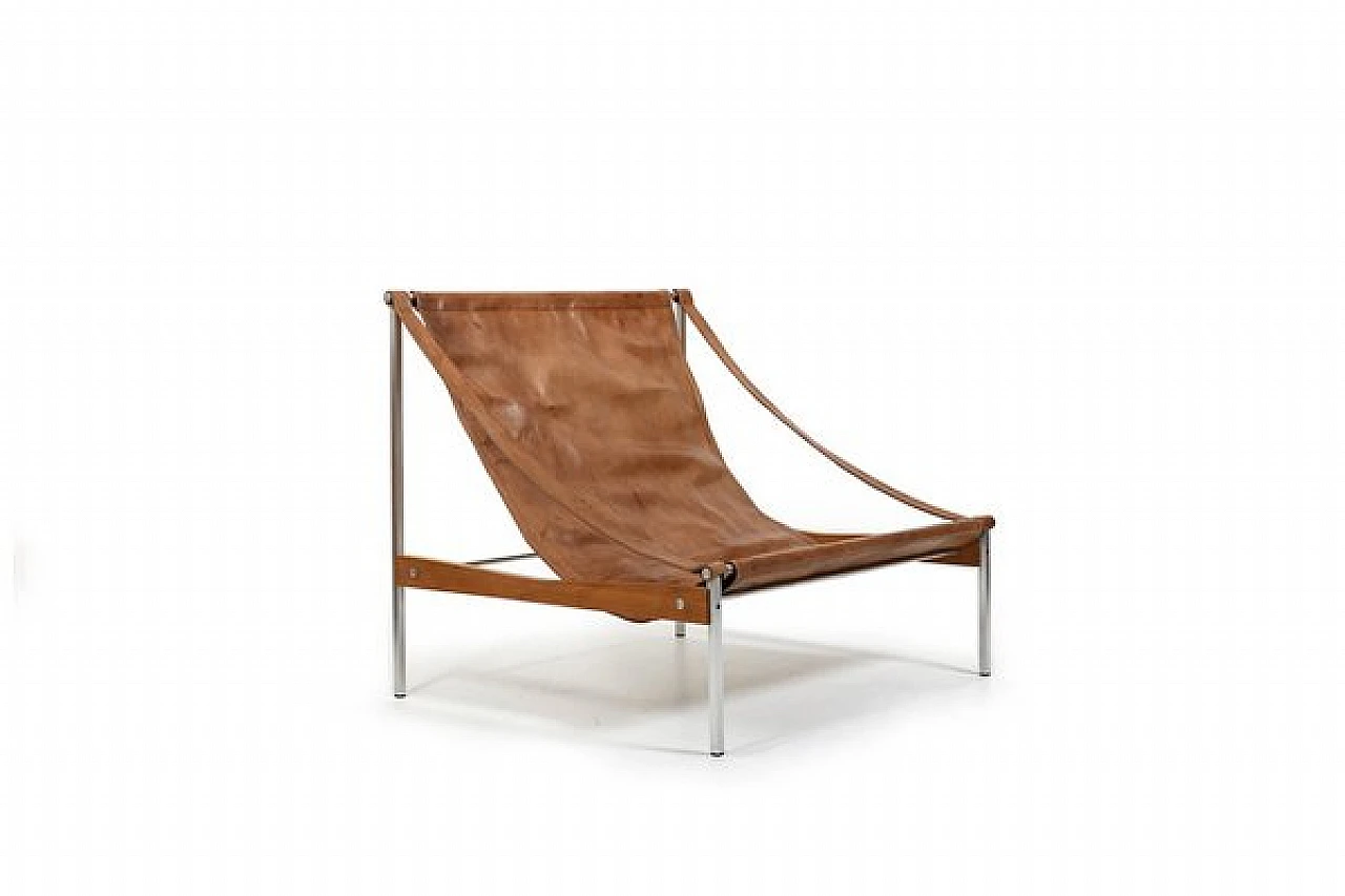 Bequem leather and steel armchair by Stig Poulsson, 1960s 3
