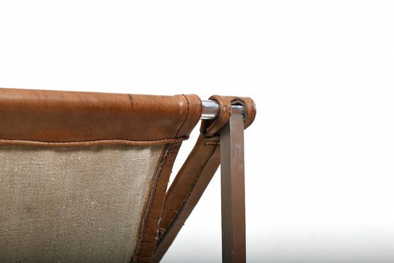 Bequem leather and steel armchair by Stig Poulsson, 1960s 7