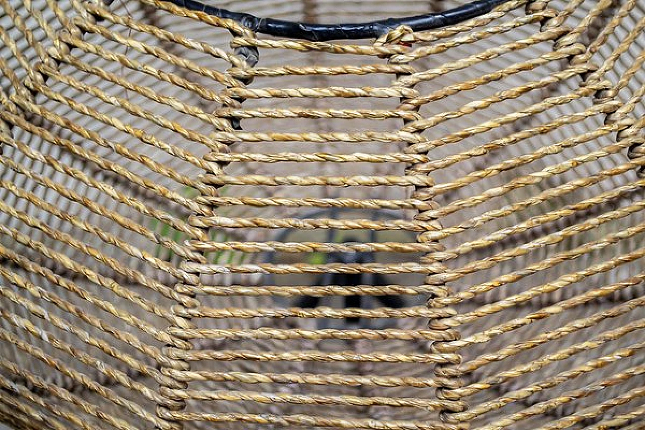 Rattan and iron magazine rack basket, 1950s 4