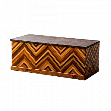 Wooden chest with geometric design, 1950s