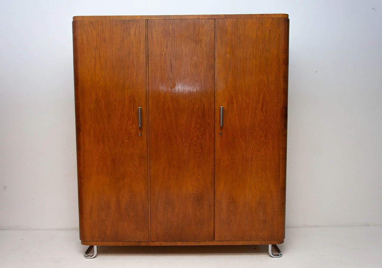 Bauhaus three-door wardrobe by Vichr & Spol for Kovona, 1950s 15