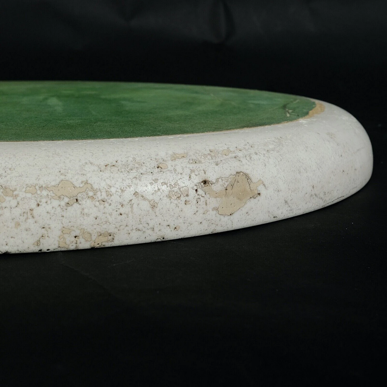 Pair of round travertine trays by Design Ants, 1970s 10