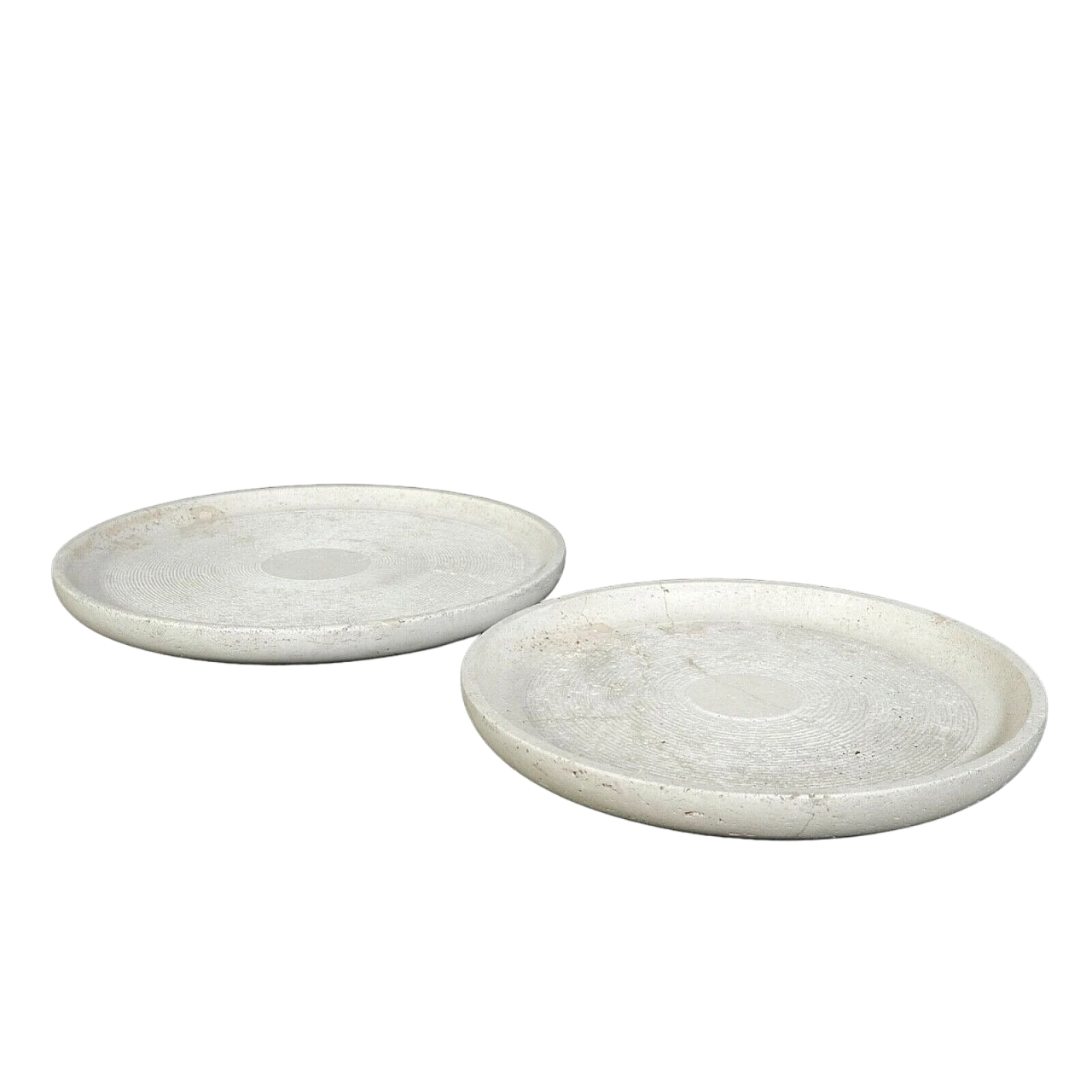 Pair of round travertine trays by Design Ants, 1970s 13