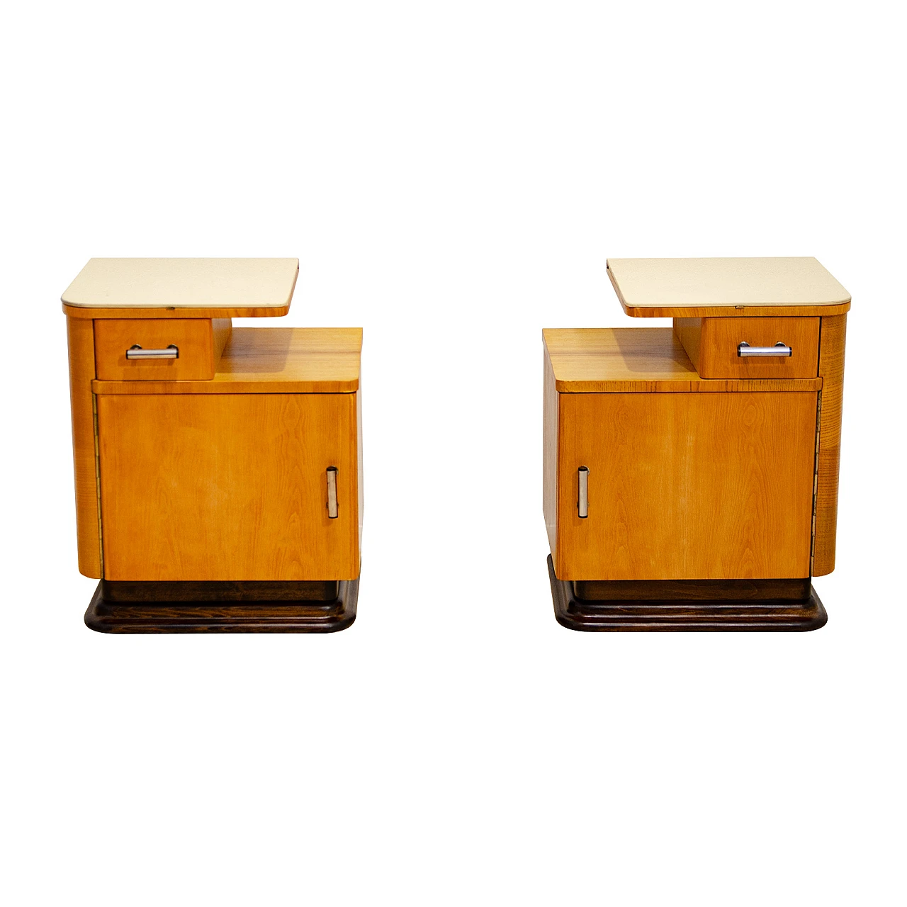 Pair of Bauhaus bedside tables by Jindřich Halabala, 1930s 1