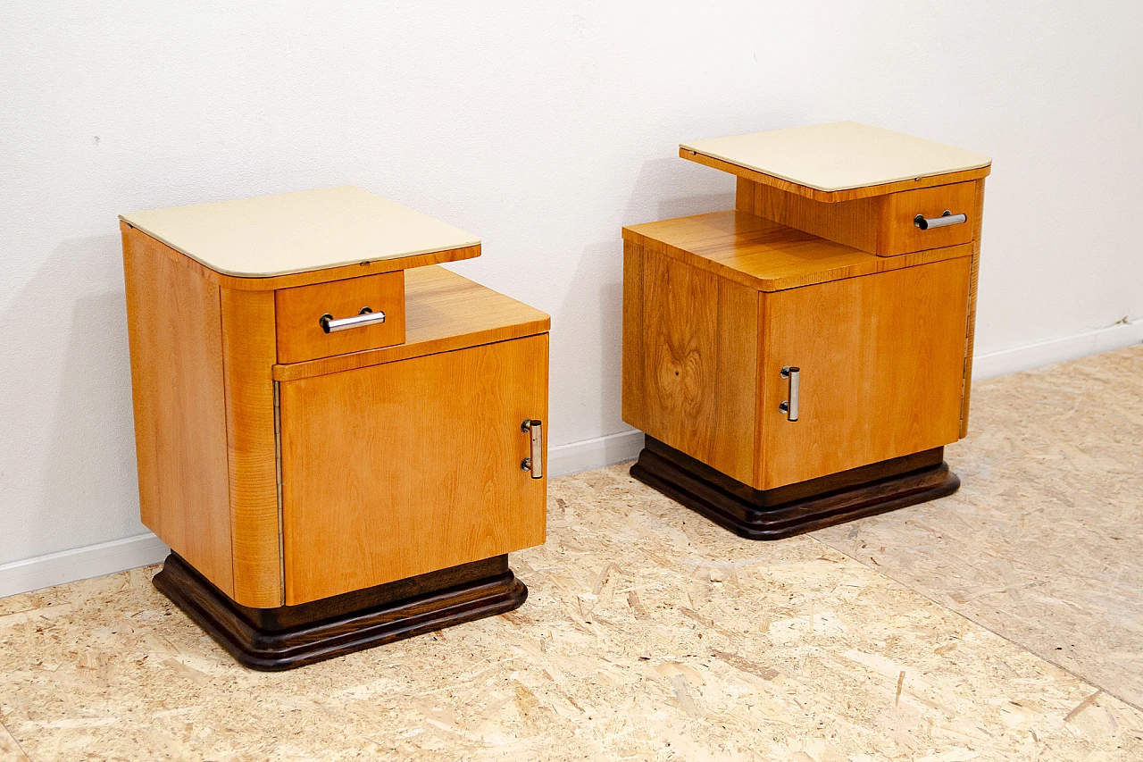 Pair of Bauhaus bedside tables by Jindřich Halabala, 1930s 3