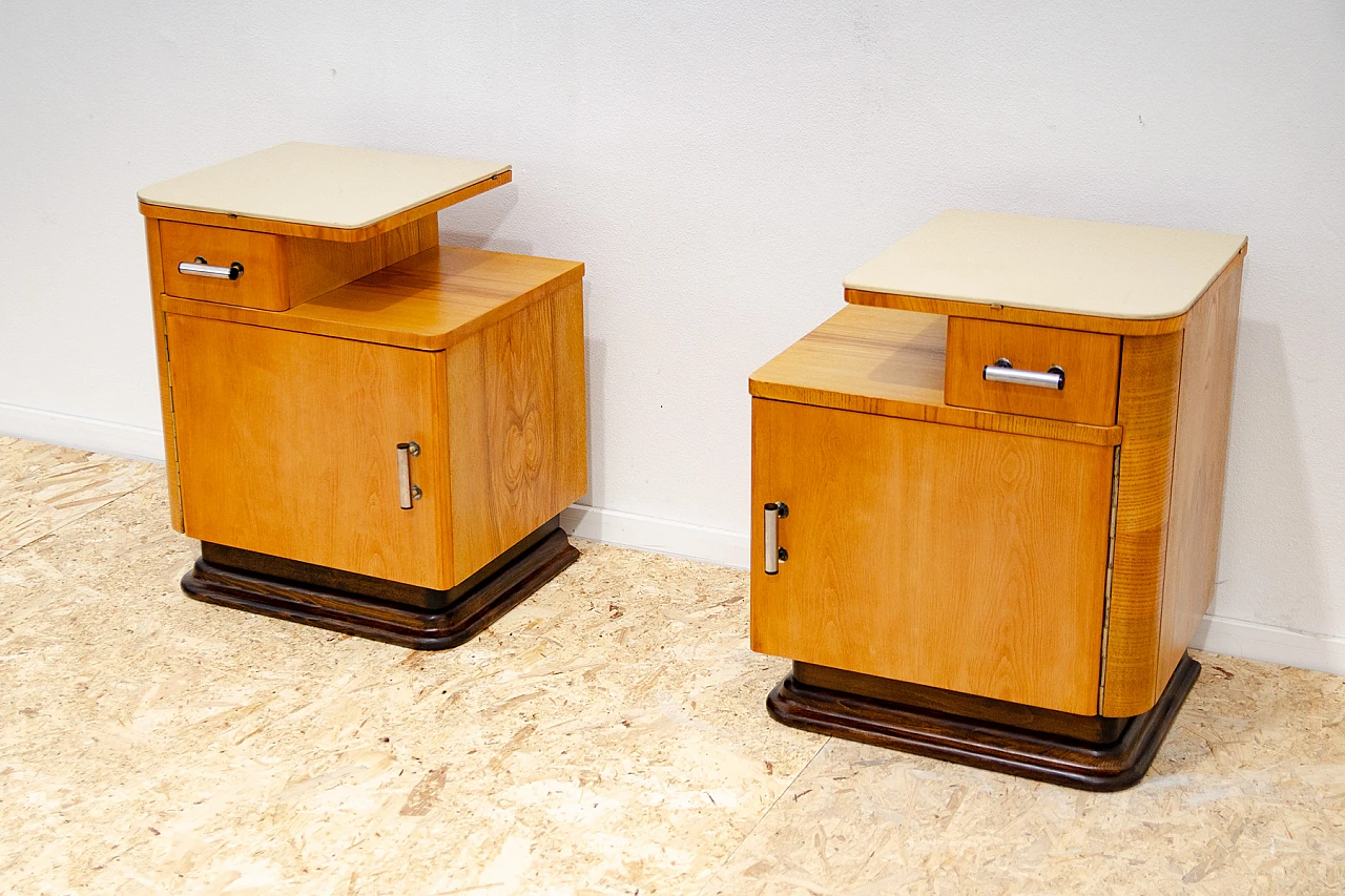Pair of Bauhaus bedside tables by Jindřich Halabala, 1930s 7