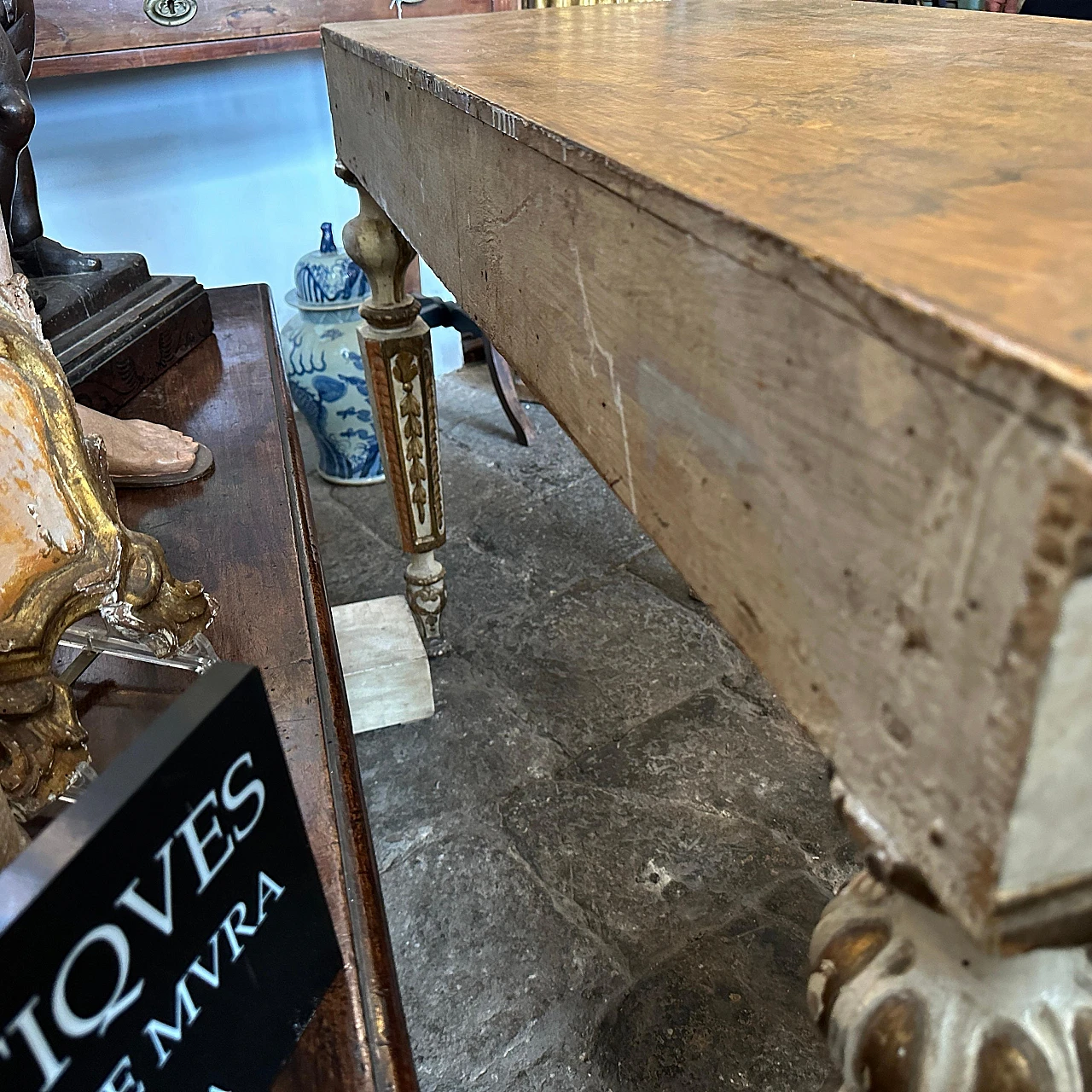 Pair of Louis XVI console tables in gilded lacquered wood,18th century 14