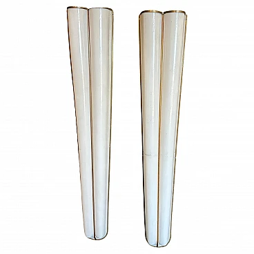 Pair of brass and plexiglass wall lamps by Stilux, 1950s