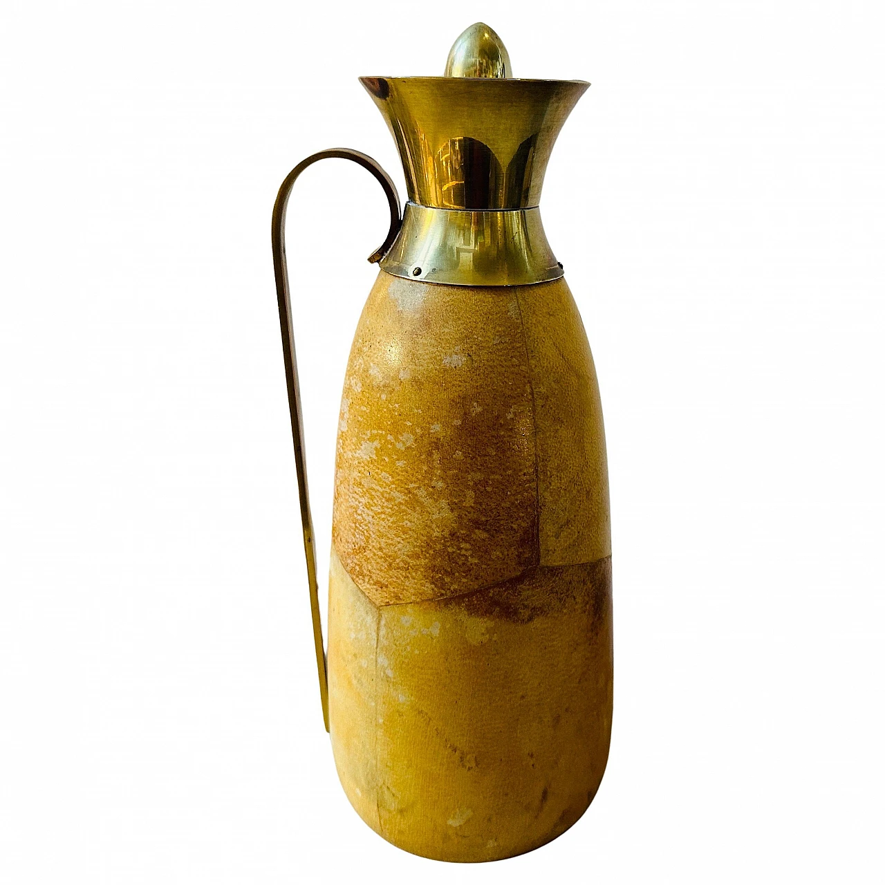 Goatskin and brass jug by Aldo Tura for Macabo, 1950s 1