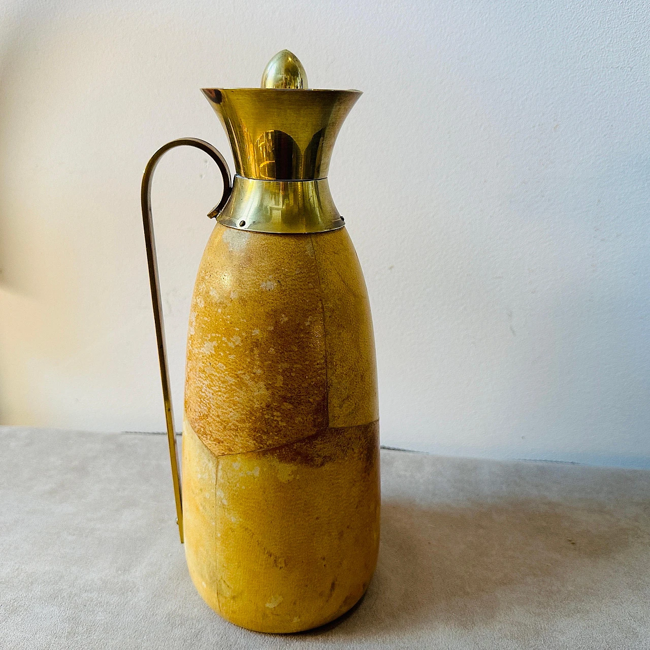 Goatskin and brass jug by Aldo Tura for Macabo, 1950s 2