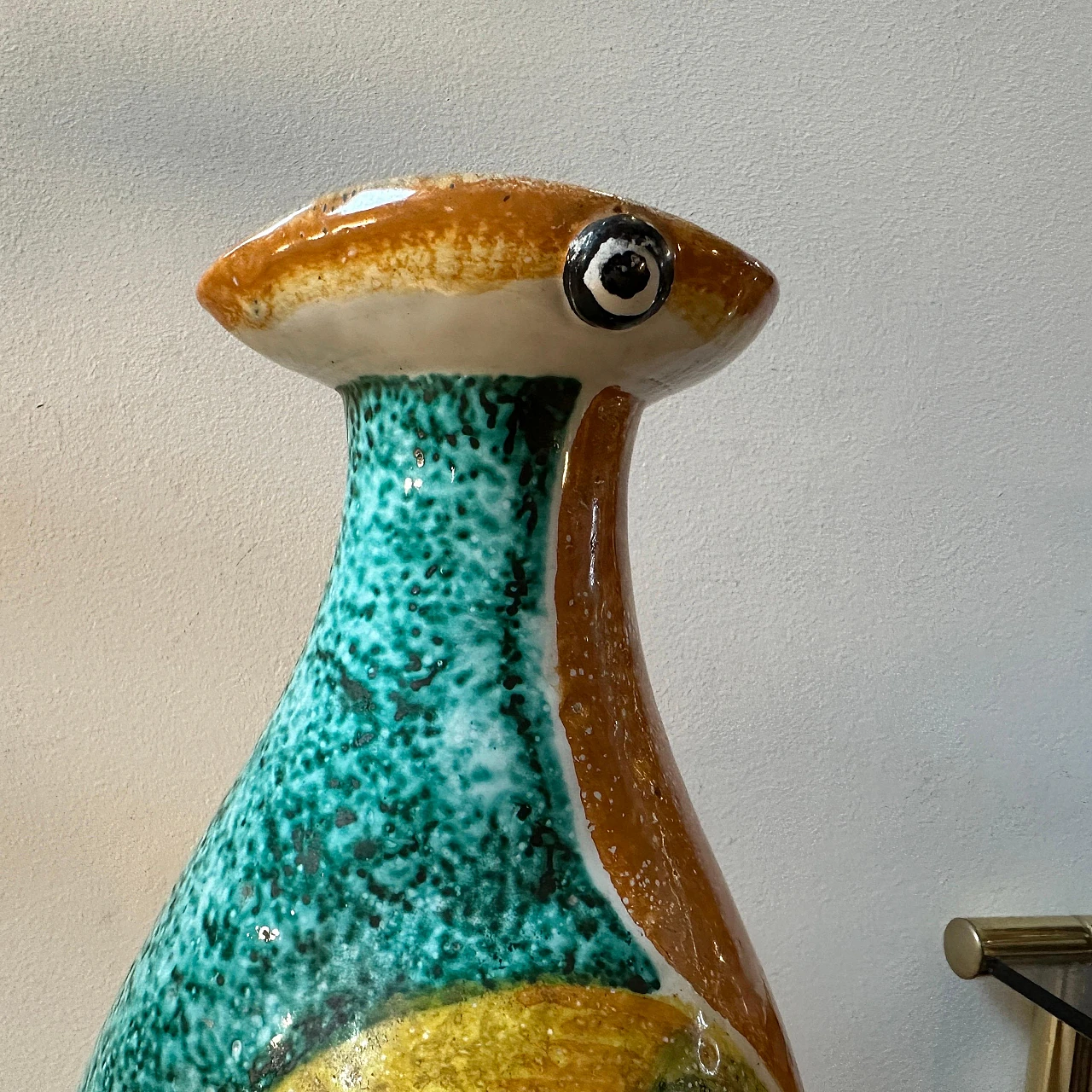 Pinguino polychrome Albisola ceramic vase, 1930s 3